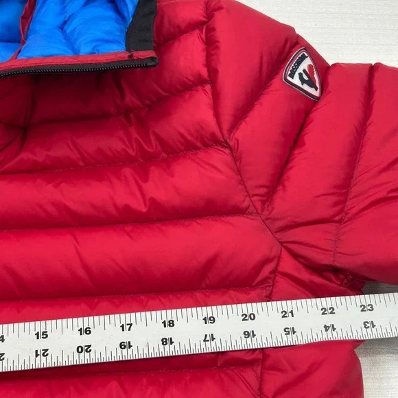 Rossignol Mens Coat 2X Red Duck Down Puffer Hooded‎ Jacket Ski Snowboard